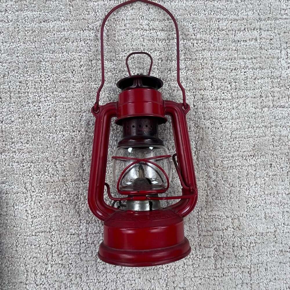 Vintage Feuerhand 175 Super Baby Lantern Red Pre-WWII Made In Germany Glass